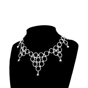 Custom hand made chain mail o ring choker necklace o ring alumnium